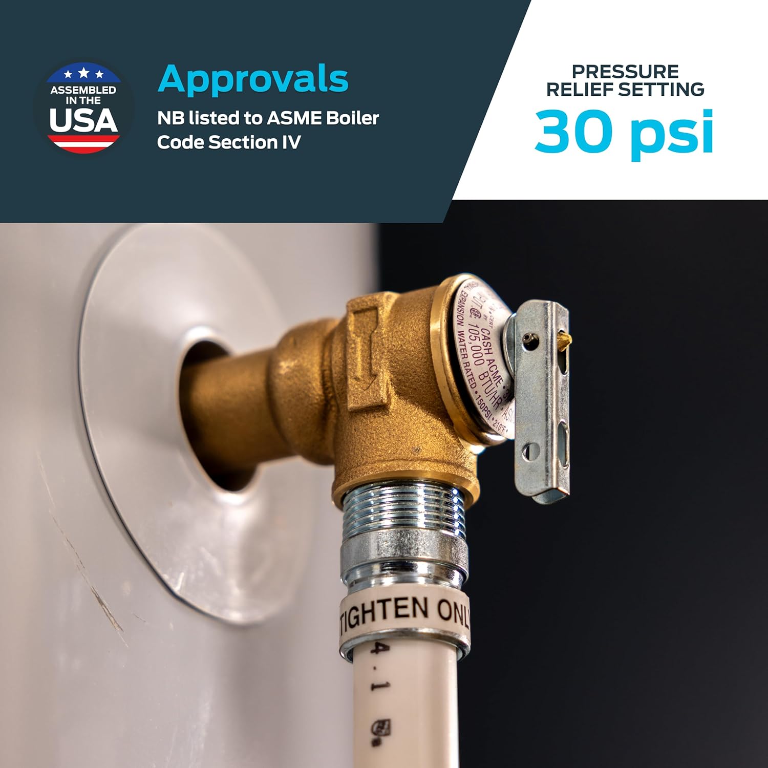 Cash Acme 3/4 Inch F-30 Safety Relief Pressure Release Valve, Brass Plumbing Fitting, 22887-0030