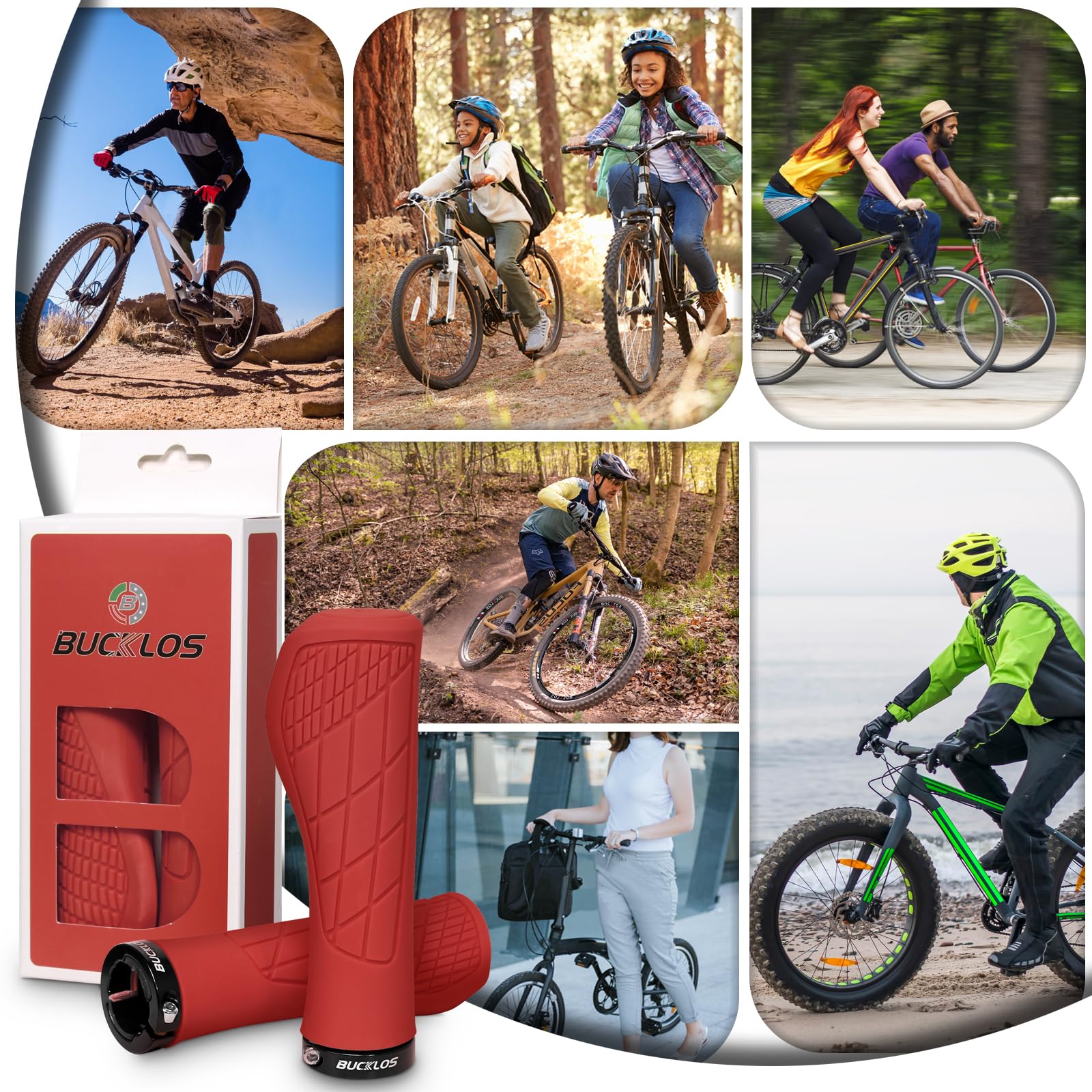 PollyCycle Lock-On Fahrradlenkergriffe – Stoßdämpfendes Silikon + EVA, Rutschfest, Für MTB, BMX, Rennrad