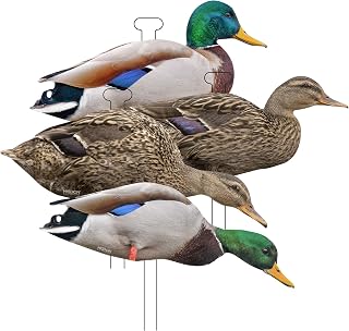 Higdon Outdoors Flats | Mallard Duck Silhouette Decoys for Waterfowl Hunting | Weather Resistant Drake & Hen Decoys with Easy Carry Stakes | Standard, Motion, or Fully Flocked Motion | 12 Pack