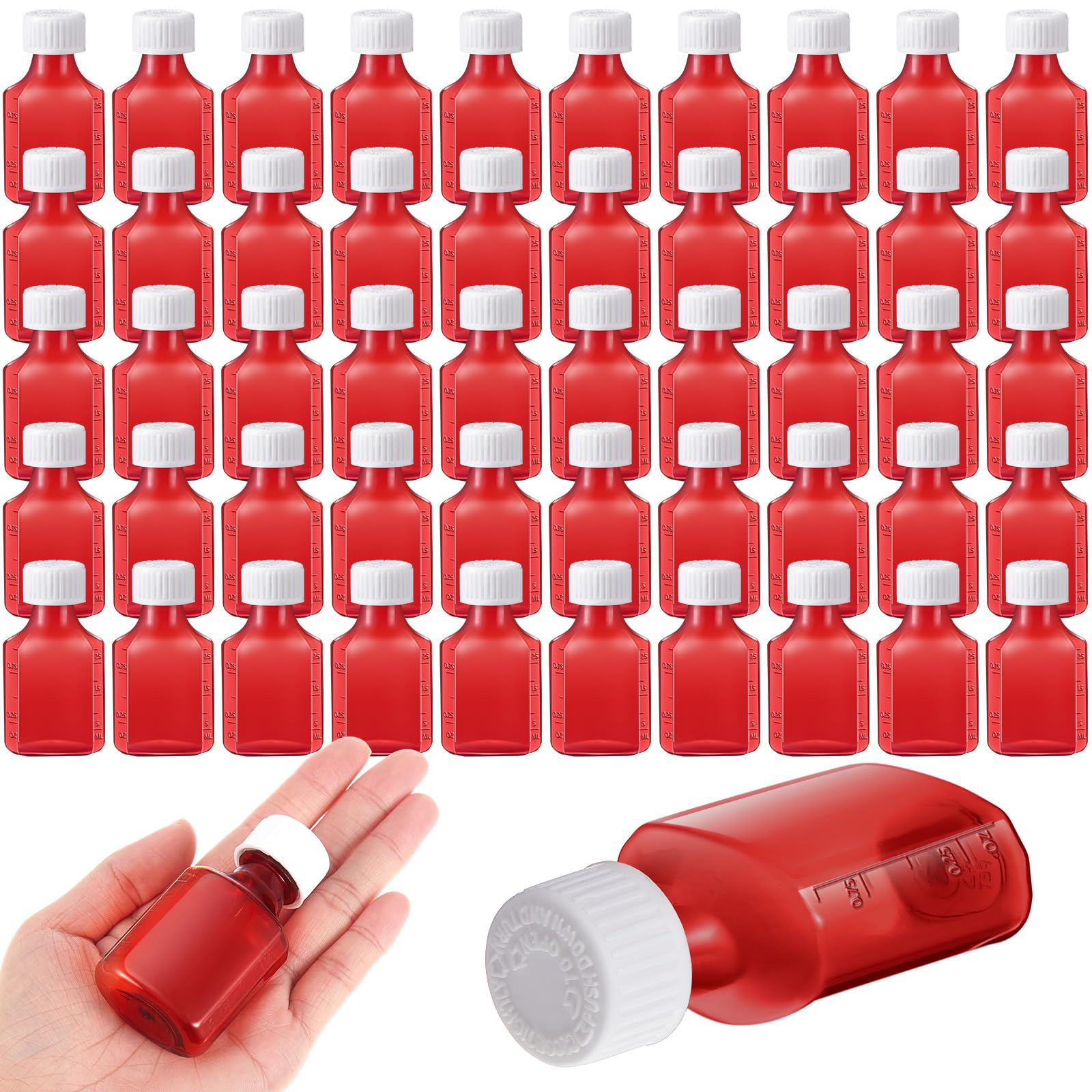 Reallnaive 50 Pcs 1 oz Liquid Medicine Bottles with Caps, Amber