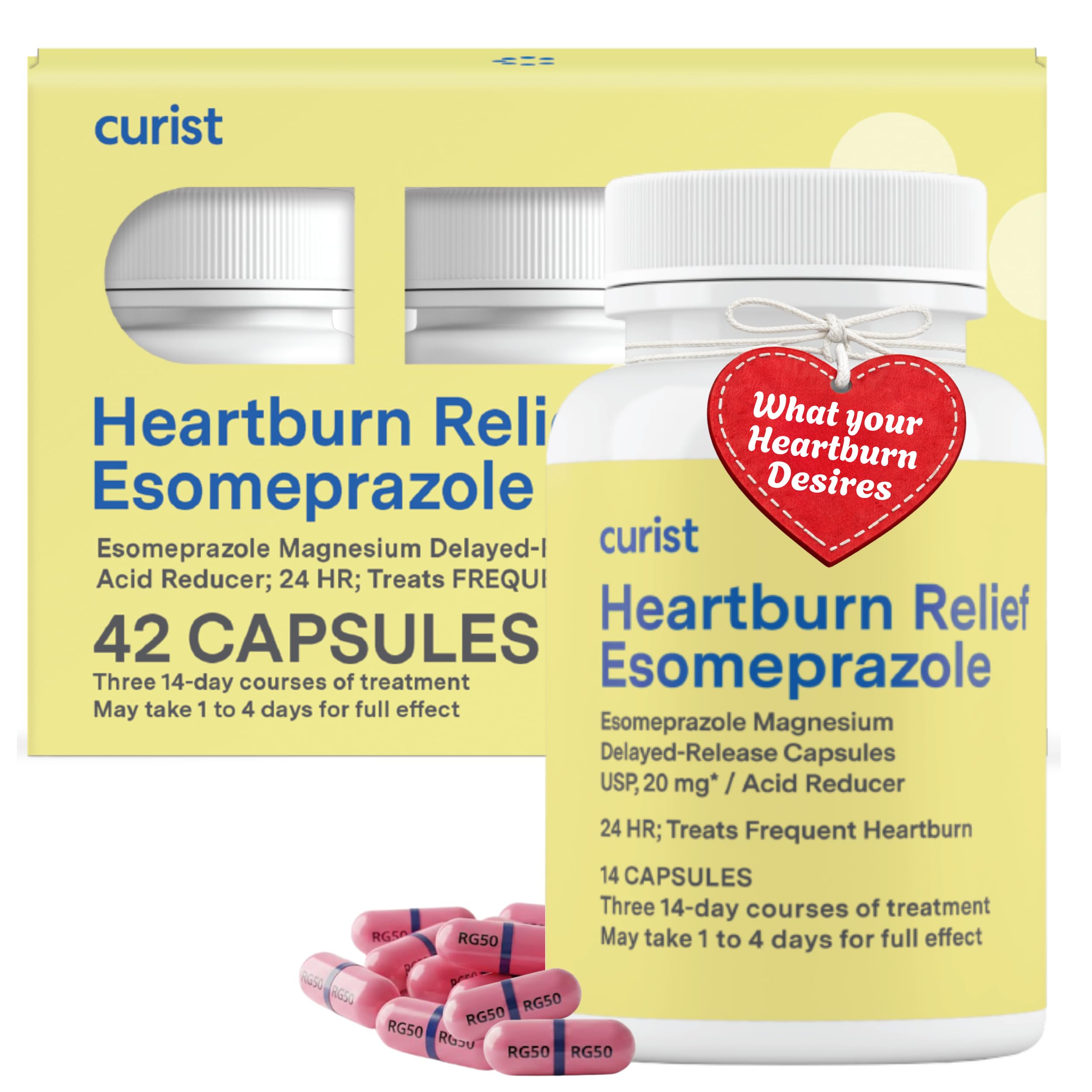 Esomeprazole 20mg Capsules Delayed-Release - Acid Reflux Medicine for Heartburn Relief - 42 Count Capsules - Acid Reflux Relief