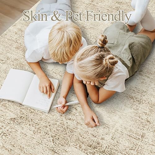 Miniatura 37 de Alfombras de Área de 9x12 para Sala de Estar, Alfombras Vintage Antideslizantes Lavables a Máquina, Alfombra Grande Ligera de Pelo Bajo para