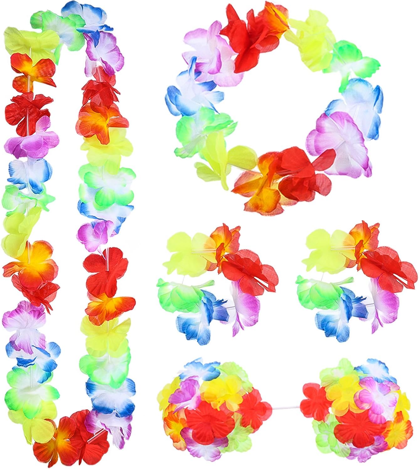 Gejoy 8 Pieces Hawaiian Hula Grass Skirt Set for Luau Party Sunglasses Leis Necklace Bracelet Bikini Top Costume for Women - Image 4