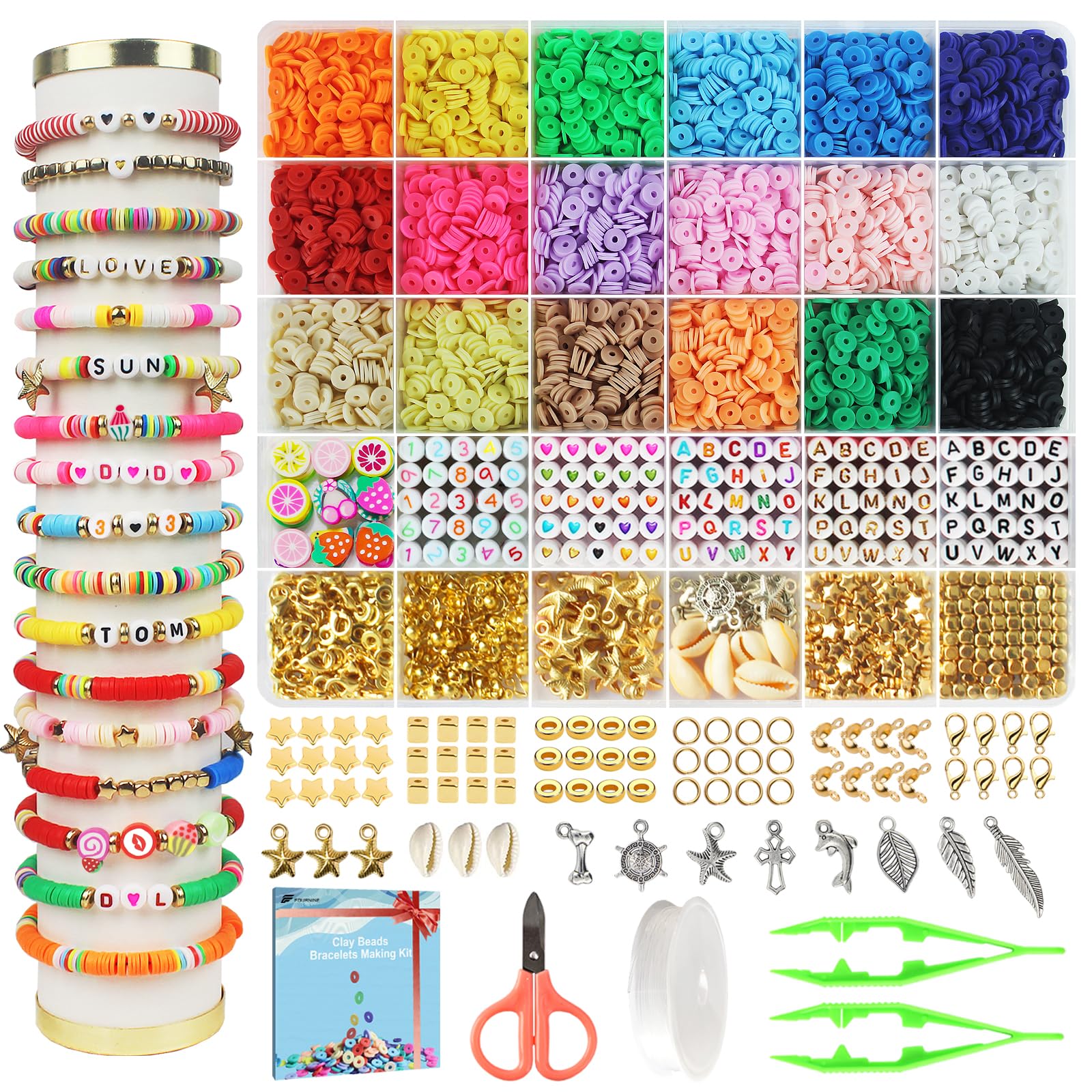 1500 Perline Acriliche Colorate Da 6mm Per Braccialetti Fai Da Te – Kit Creativo Con Scatola, Per Bambini E Adulti, Foro 2mm