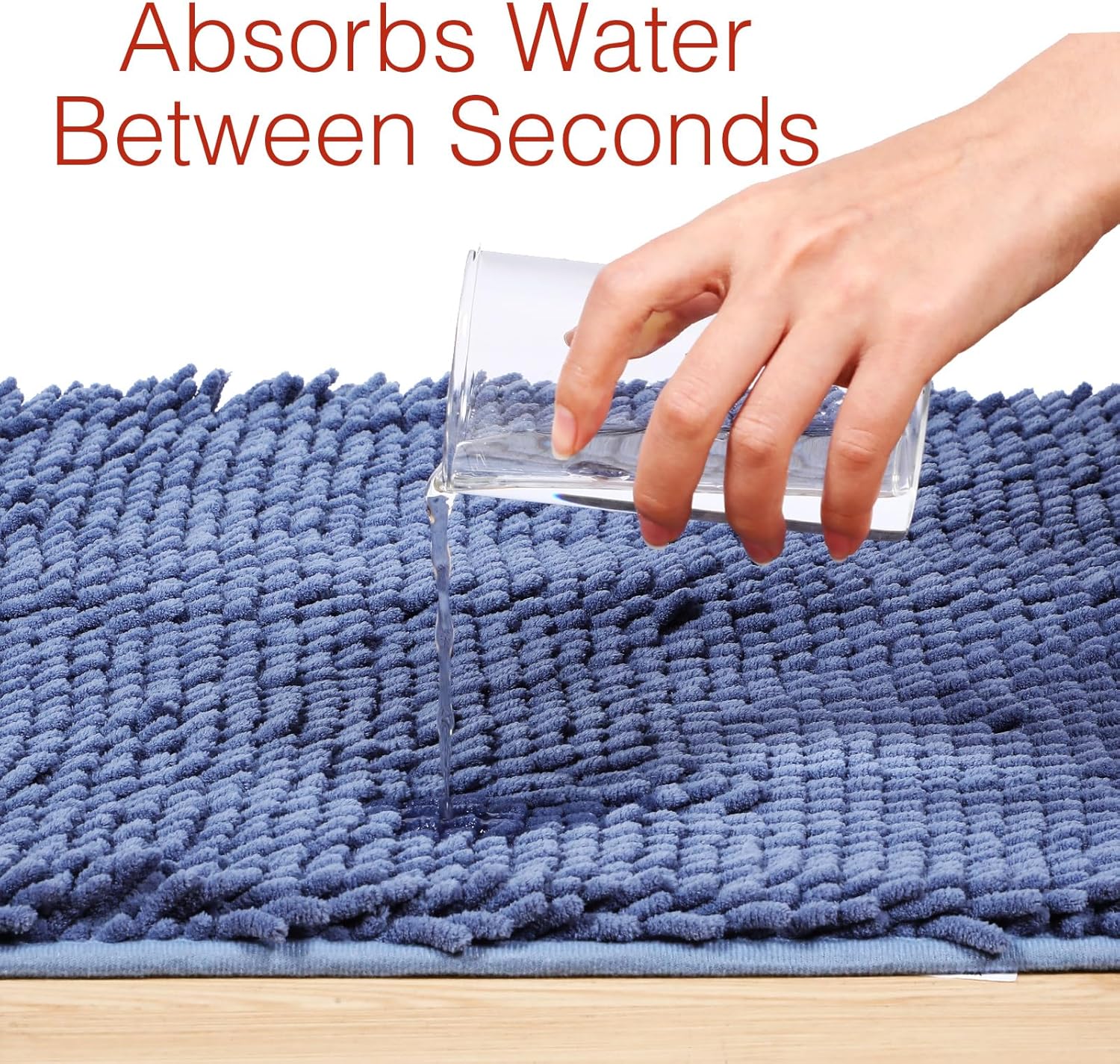 Tinideya 3 Pcs Bathroom Rugs Thick Soft Plush Absorbent Chenille, TPR Backing Bath Quick Dry Microfiber Mat Machine Washable Cozy Shower Rug for Non Slip Bathmat Accessories (Camel,Green,Blue)