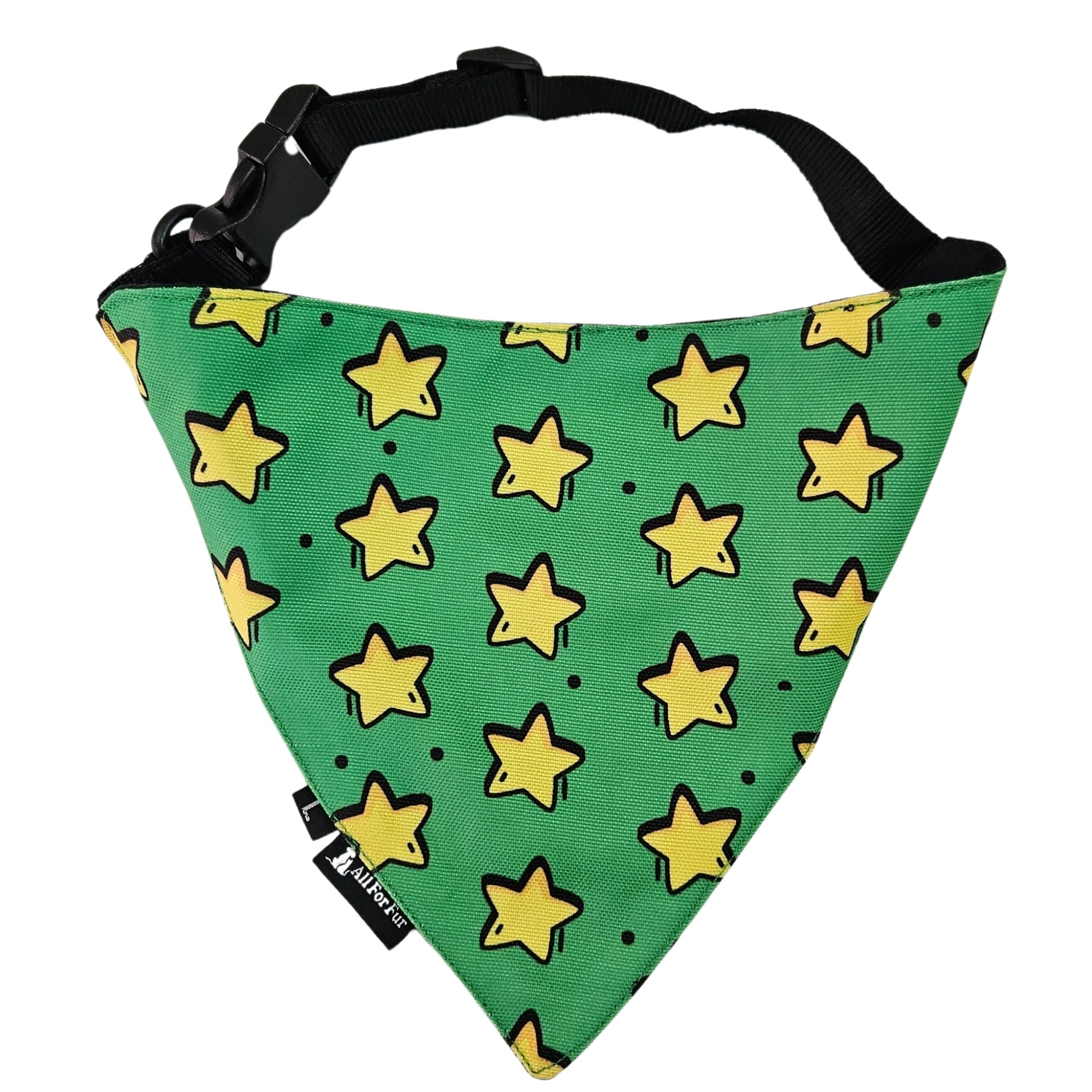 All For Fur Dog Bandana | Adjustable Collar Strap with D-Ring | Luxury Pet Accessories | Lightweight & Comfortable | Bandana for Small to Medium Dogs | Green Stars (B0D9C34QJC) Amazon Price History, Amazon Price Tracker