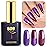 YTD Likomey Color Changing Gel Nail Polish,15ml Purple To Dark Wine Red Glitter Mood Temperature Change Colors Fall Winter Thermal Manicure UV Nail Gel,HEMA Free WB503