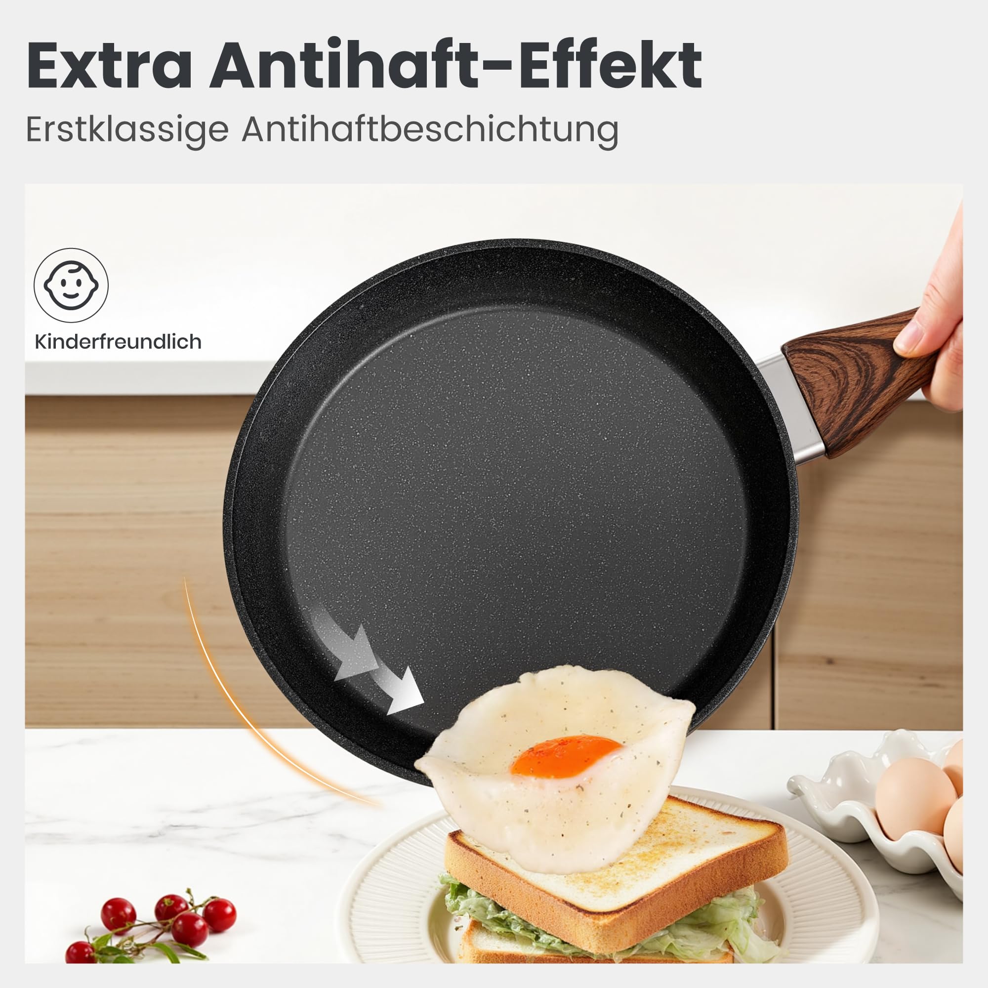 DishDelight Topf und Pfannenset 15-teilige Antihaftbeschichtung Töpfe und Pfannen für Induktion alle Herdarten Geeignet Bratpfanne mit Deckel