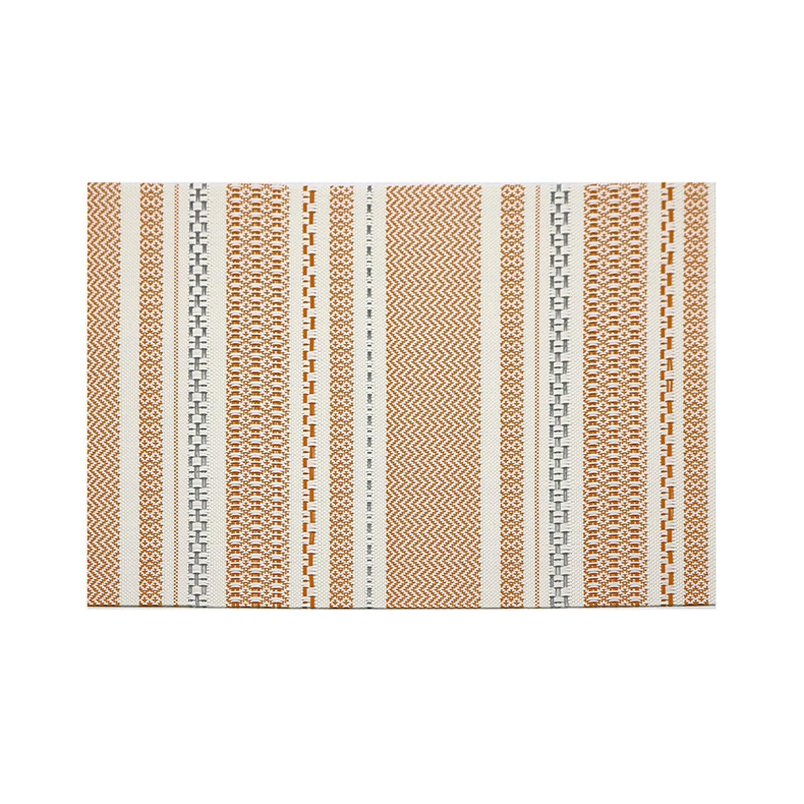AMDXD Juego de 6 manteles individuales lavables navideños cuadrados, 70 % PVC+30 % PET, manteles individuales de Navidad lavables de jacquard con patrón de rayas, salvamanteles para salón, naranja, 45