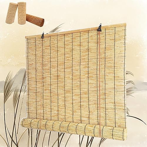 Persianas de bambú para ventanas, persianas enrollables romanas para exteriores, filtro de luz, pantalla de privacidad fácil de instalar