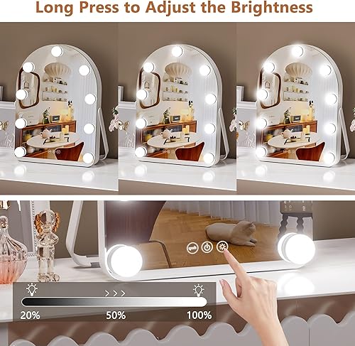 Miniatura 2 de Hasipu Espejo de tocador con luces, espejo Hollywood de 11 x 14 pulgadas, espejo de maquillaje con 9 bombillas regulables y 3 modos de color,