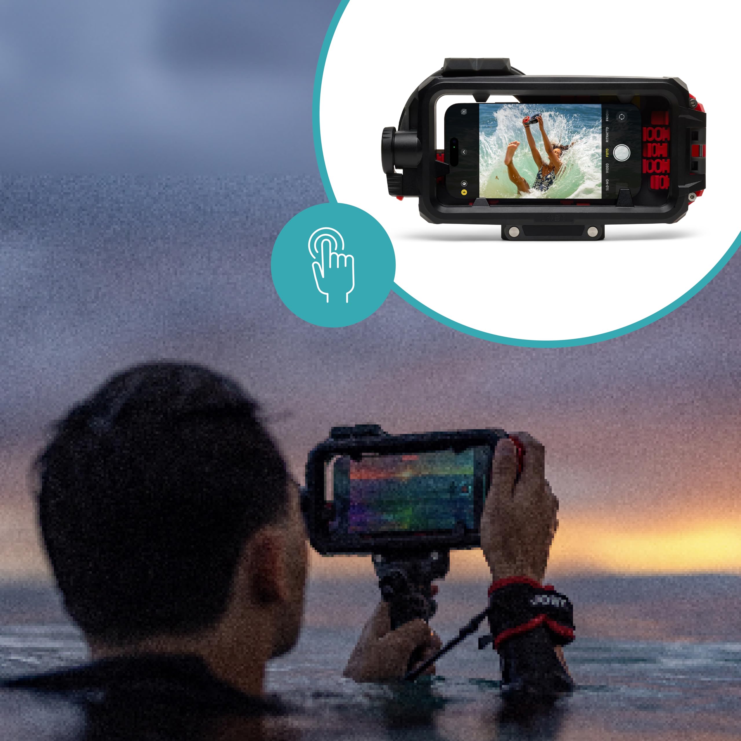 JOBY SeaPal Caisson Étanche pour Smartphone Jusqu’à 10m - pour Créer des Photos et Vidéos d’Action dans l’Eau - Surf Plongée Pêche Voyage - Compatible iPhone et Samsung S24/23/22
