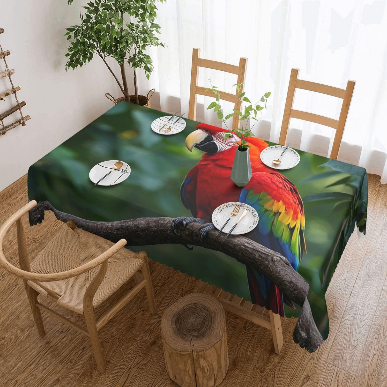 FodPand Scarlet Macaw Tablecloths for Rectangle Tables 54 x 72 Inch - Reusable Washable Dining Table Clothes - Stain and Wrinkle Resistant Decorative Fabric Table Cover for Wedding