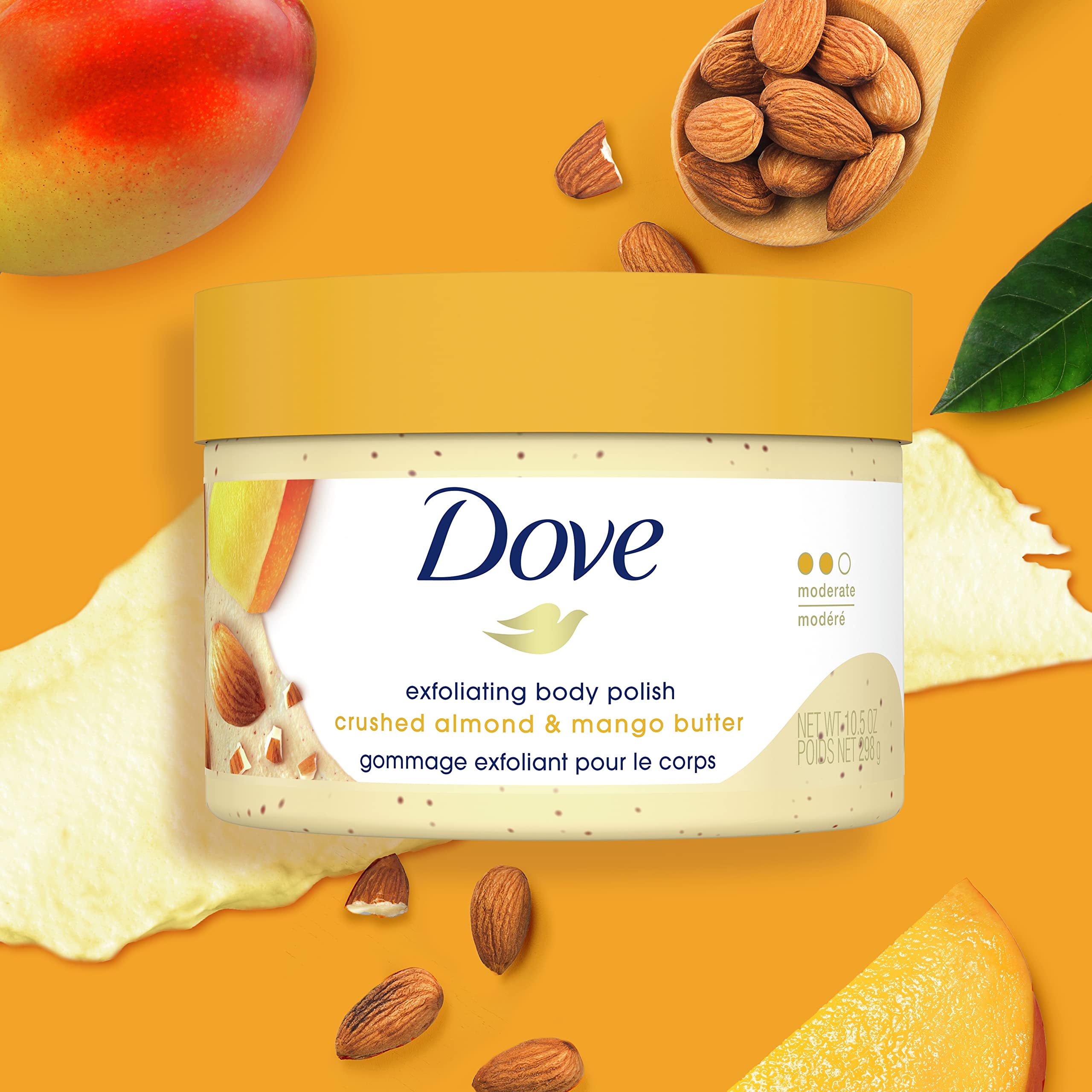 Dove Exfoliating Body Polish Renews Skin Crushed Almonds and Mango
