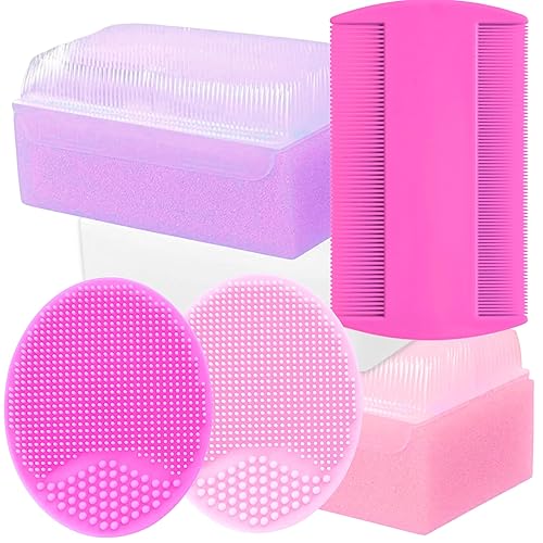 Juego de cepillo y peine para cuna, esponja para bebé para bañar artículos esenciales de baño para recién nacidos, juego de 6 tratamientos para el