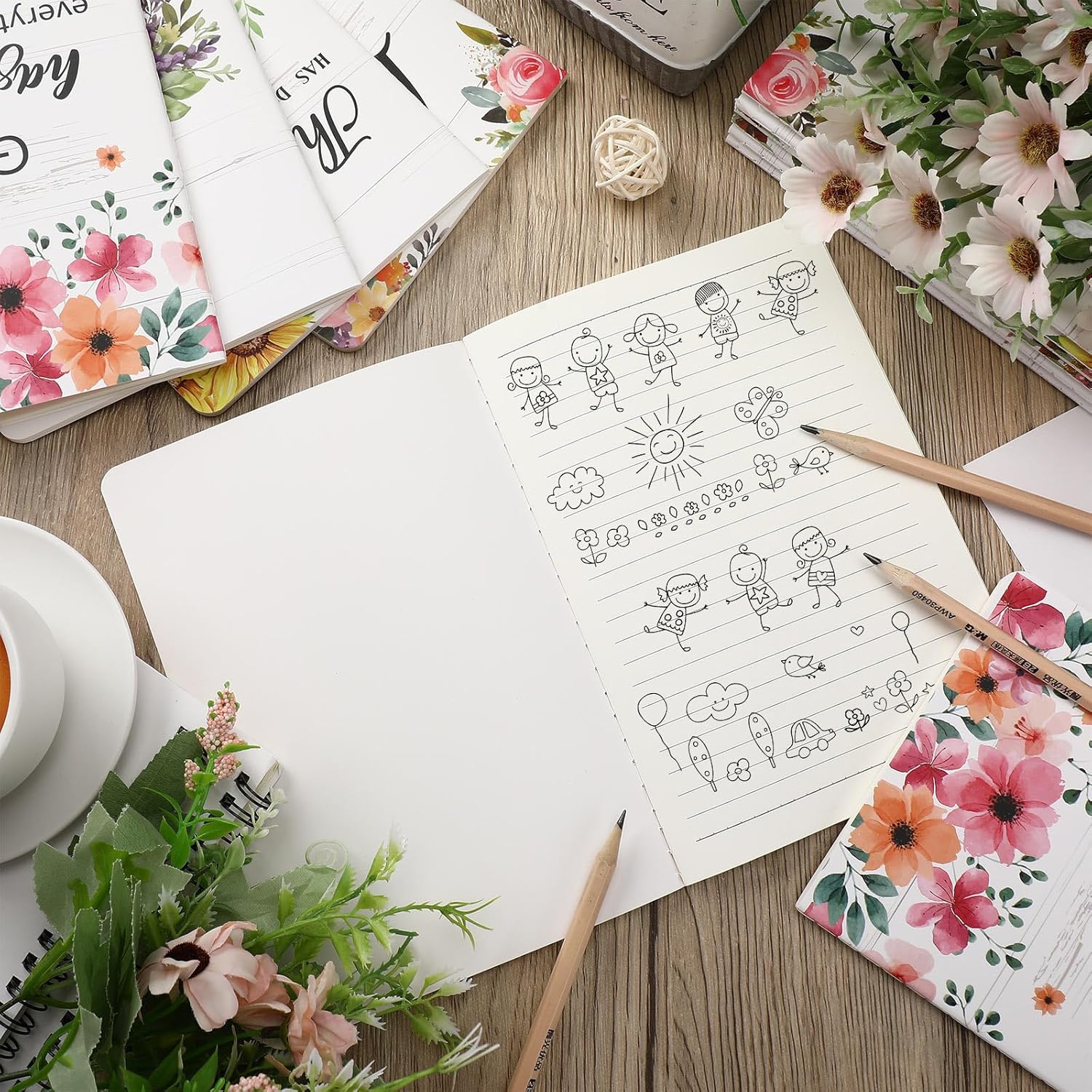 Gueevin 12 Pcs Flower Daily Prayer Gift for Women Bible Verse Notebooks Rustic Floral Inspirational Scripture Quotes Pocket Notepads 5 x 8 Inches Easter Religious Gift for Church Pastor Sunday Favors