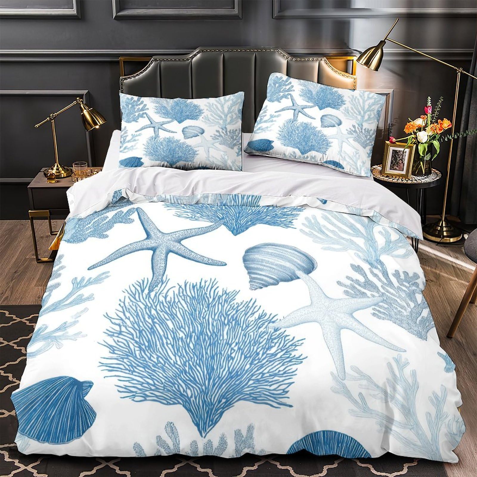 Parure de lit vagues océaniques en microfibre premium double