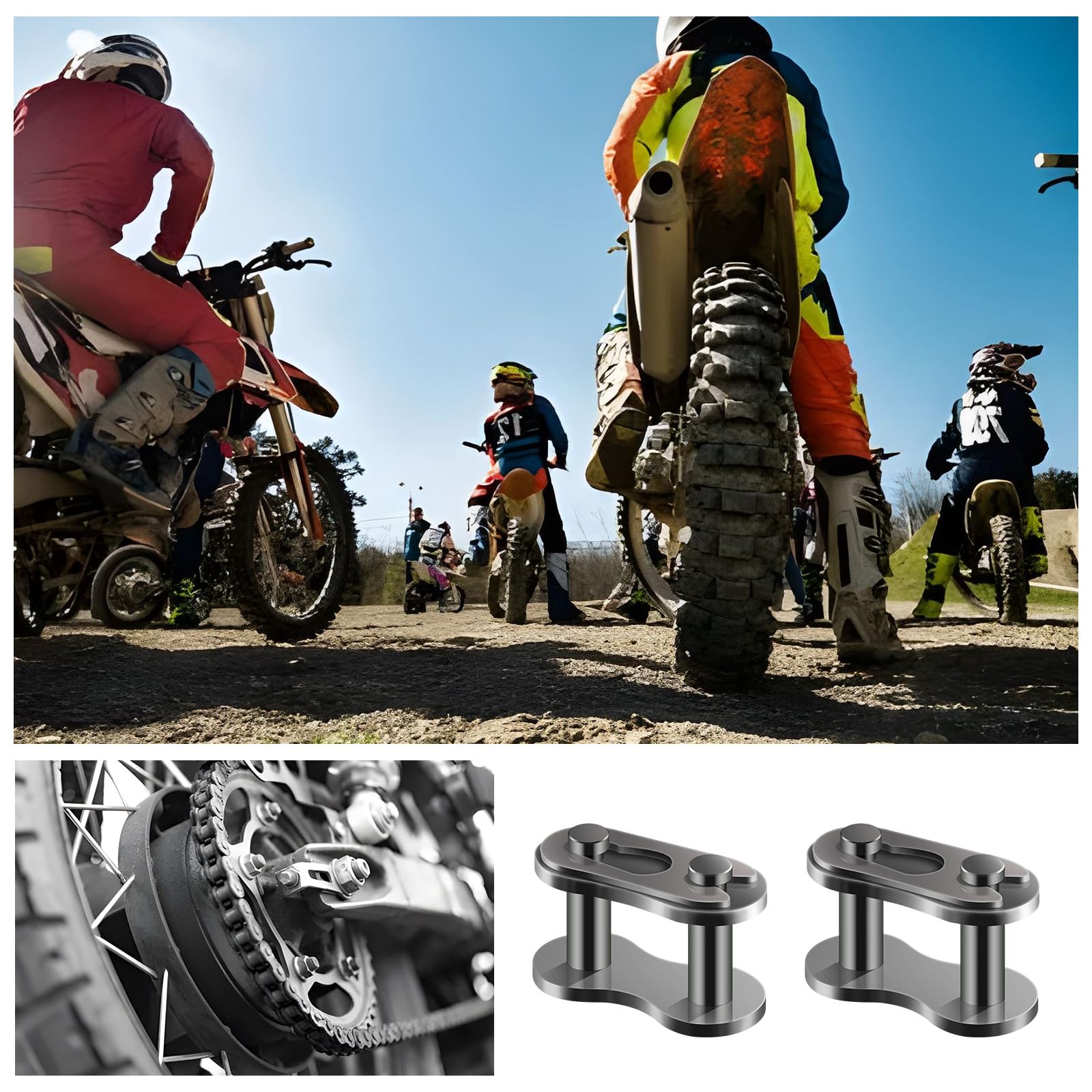 8 piezas #520 Enlace de Cadena de Vtt, Robusto Enlace Principal de Cadena con Junta Tórica Cadena de eslabón principal Cadena Master Links para Moto Dirt Bike Pitpro