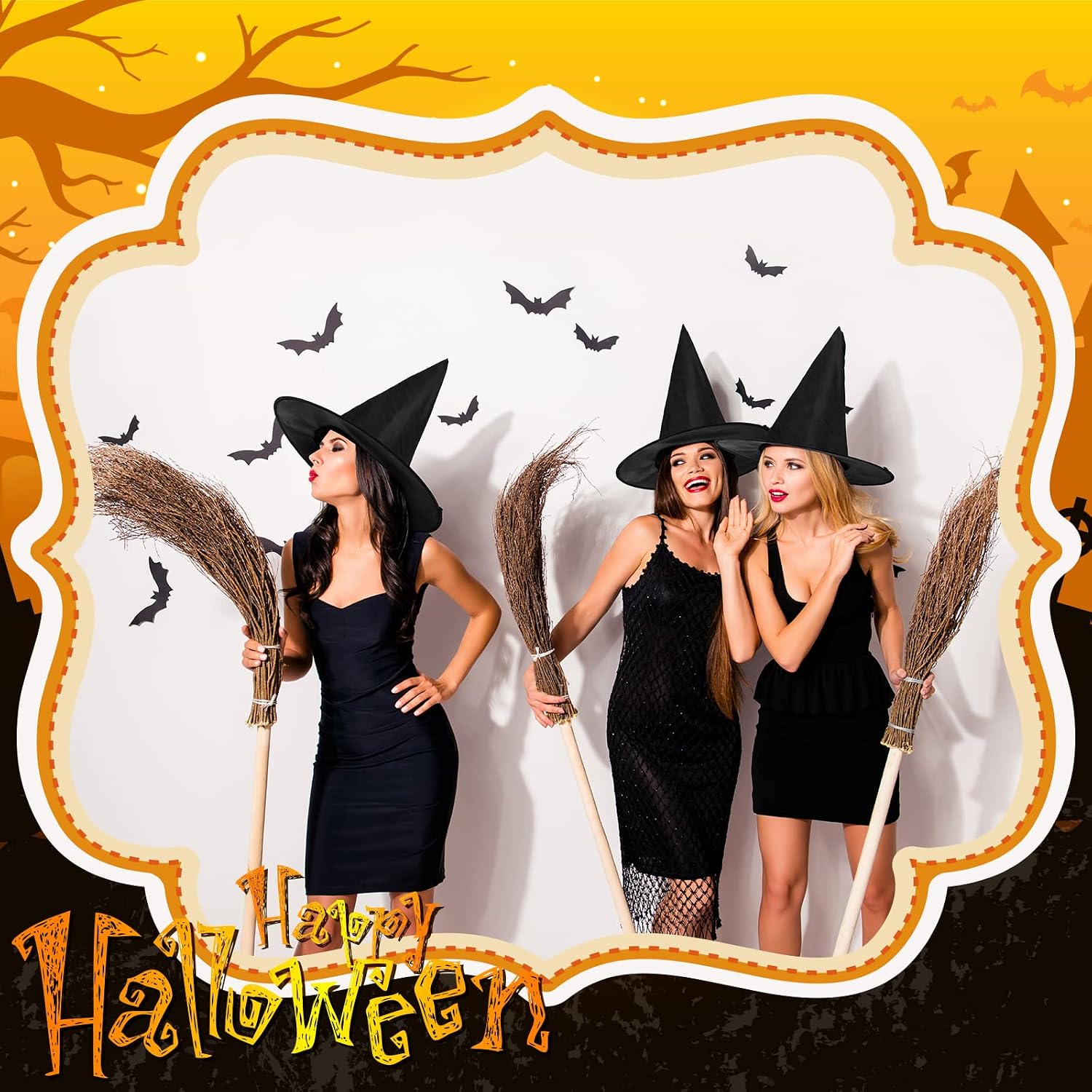SATINIOR Halloween Witch Hat Decorations Hanging Hats for Ceiling