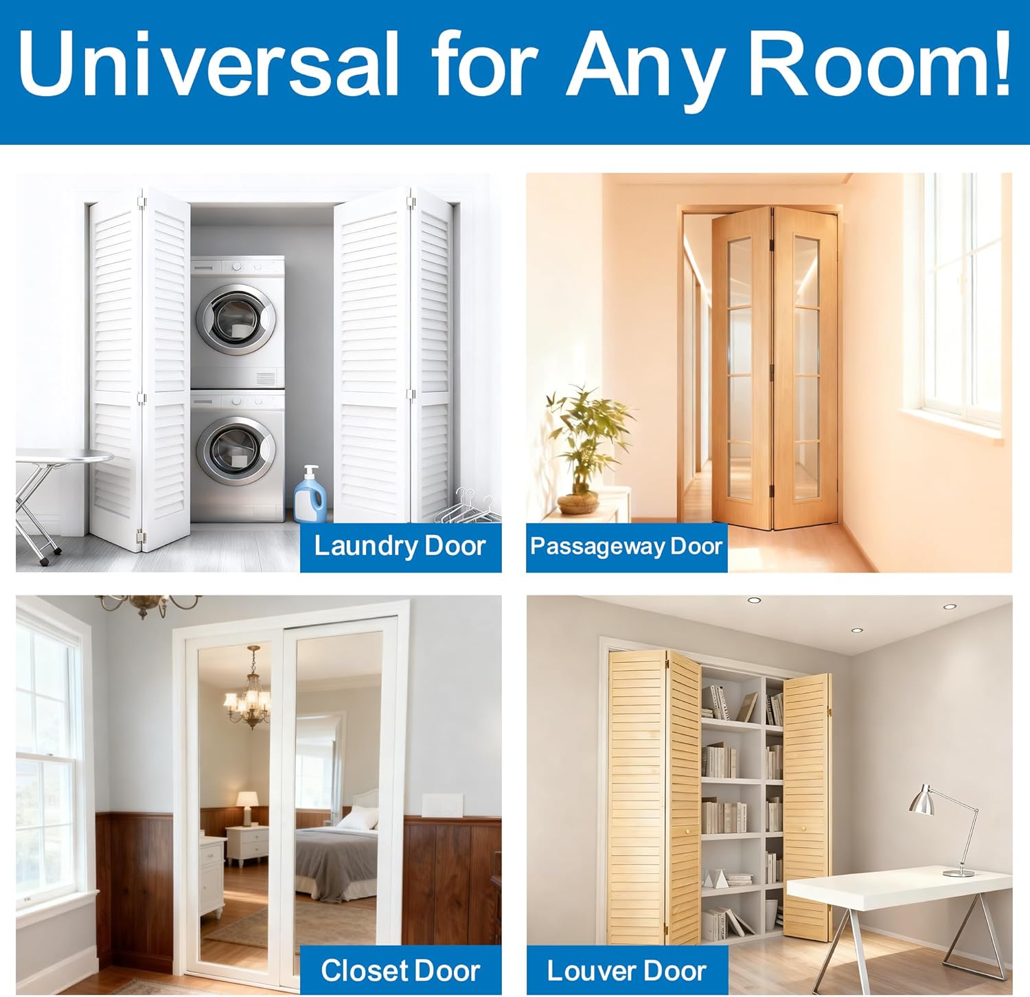 36" Aluminum Bifold Closet Door Hardware Kit for 2 Doors, Folding Barn Door Hardwares,Bi-fold Door Hardware Track Top Mounted for Bathroom, Bedroom, Inside Door