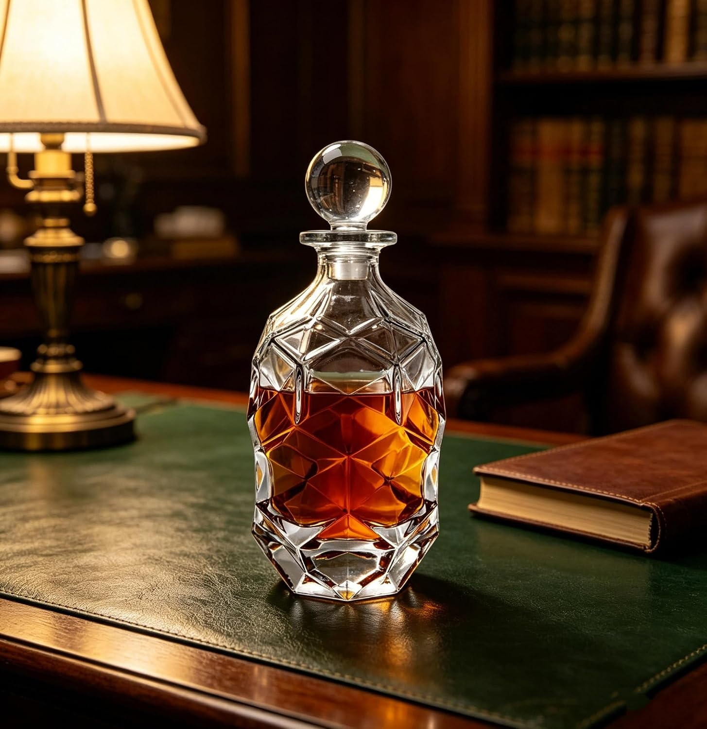 Homestia 25oz Whiskey Decanter with Glass Stopper, Decanters for Alcohol