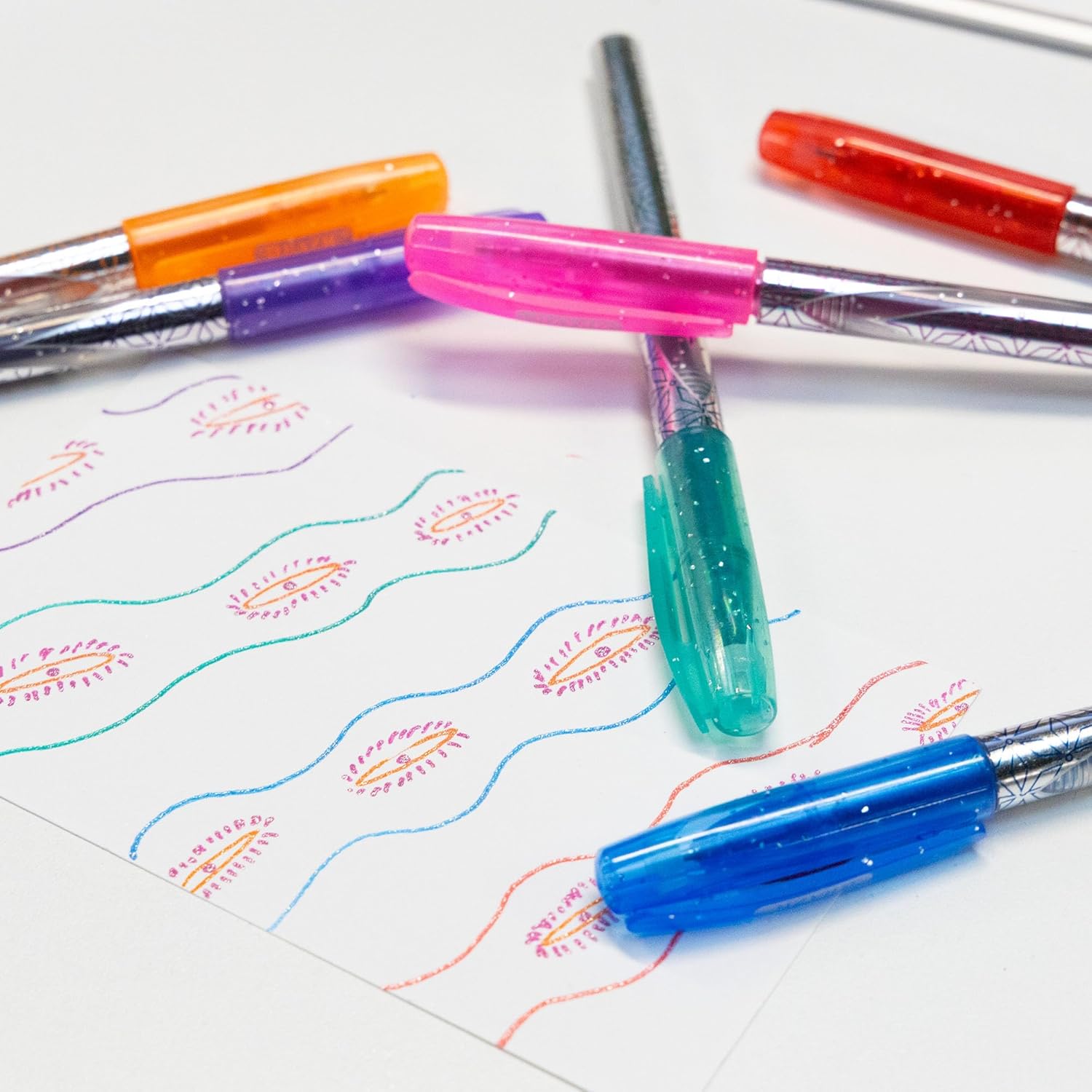 BAZIC Products GeLuxe Gel Ink Roller Pen, Assorted Glitter Colors, 1.0 mm Medium Point, Smooth Writing Rollerball Pens, for Office School (6/Pack), 144-Pack