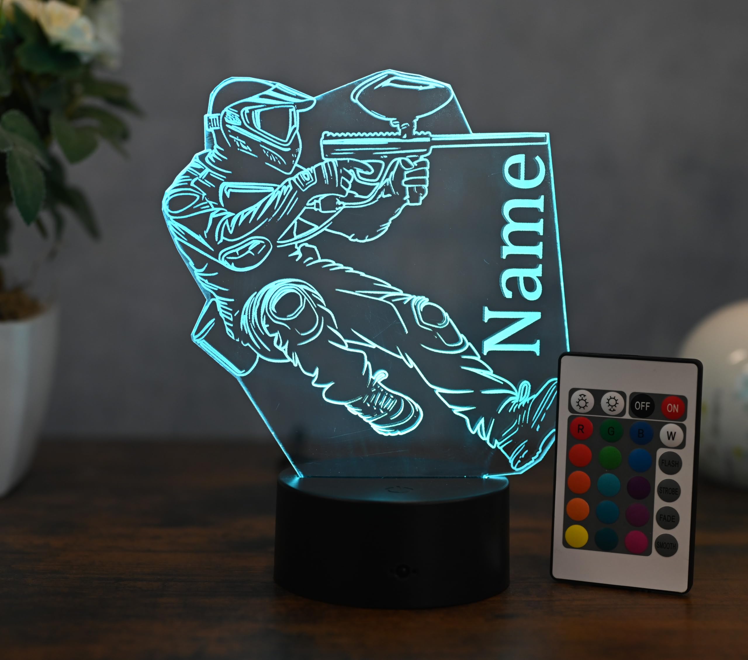 Paintball Lampe – LED Licht für Paintball Spieler – Personalisiertes Geschenk – Paintball Team Logo und Grafik – Paintball Deko und Motiv