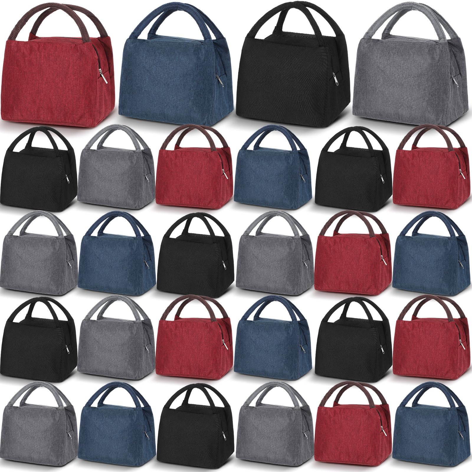 Photo 1 of Chunful 24 Pcs Lunch Bags Bulk Insulated Reusable Lunch Bags Leakproof Tote with Aluminum Foil Interior Waterproof Thermal Tote for Women Adult Office Work Back to School Employees Picnic(Multi Color)