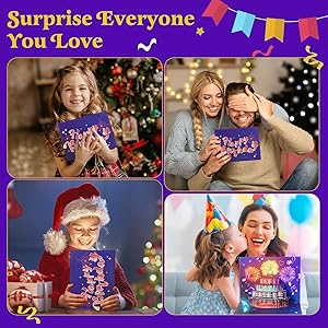 Omgpeike Musical Birthday Card,3D Pop-Up Greeting Card with Fireworks, LED Lights & Sound, Unique Birthday Gift for Mom, Dad, Friends, Kids