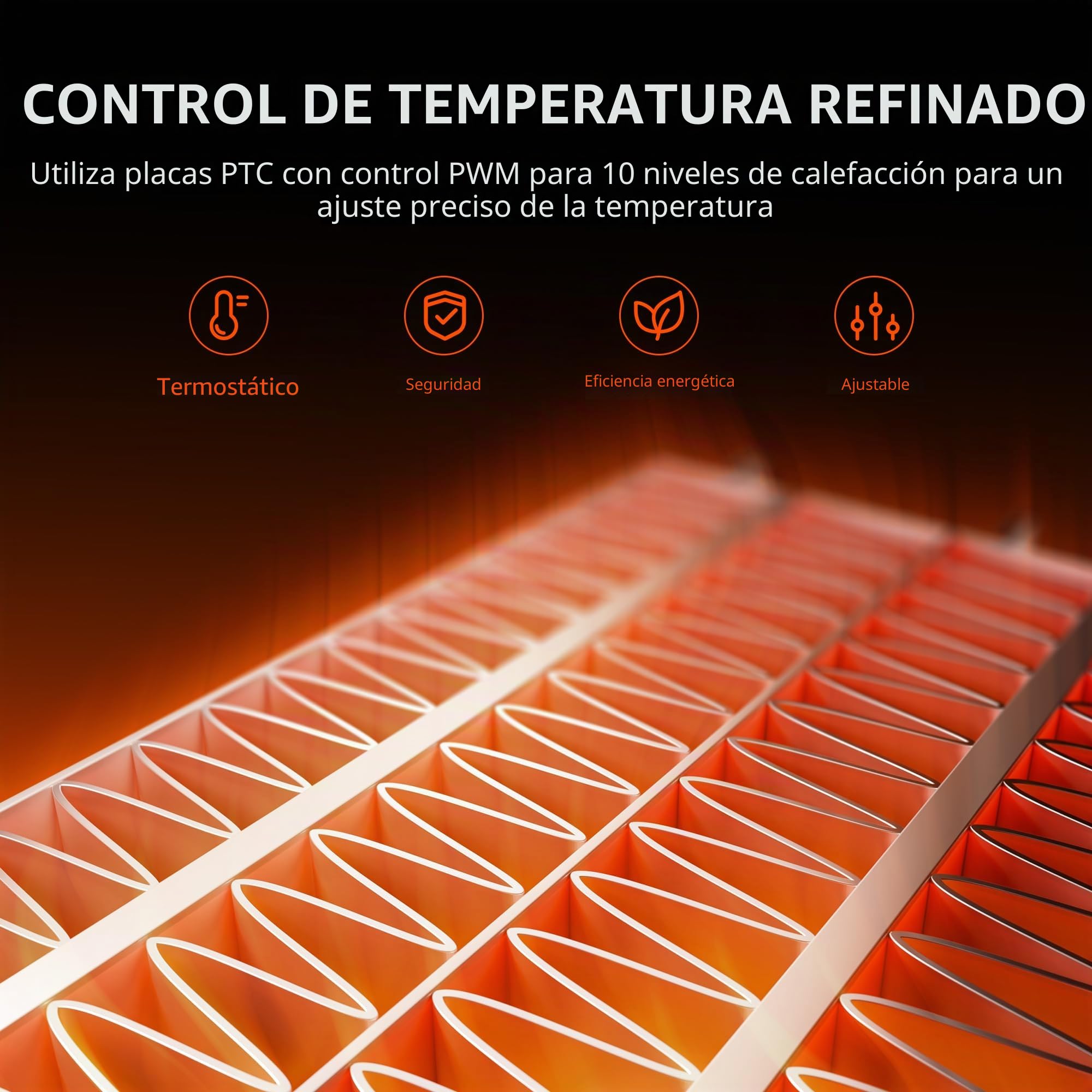 Spider Farmer Calefactor de 540 W, regulación inteligente de la temperatura, ahorro de energía, silencioso, 4 modos y temporizador de 24 horas, calefacción de 10 PTC y tubo de ventilación, adecuado