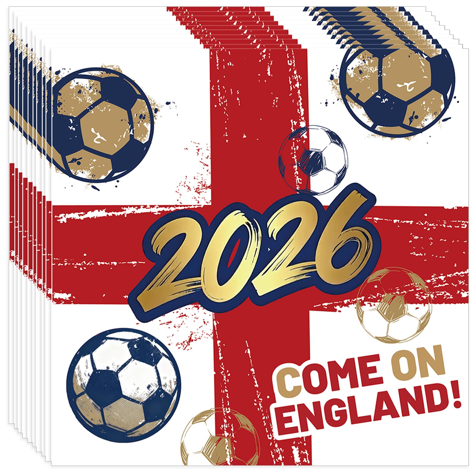 AURALIN 20 Pack England Flag Napkins St George Cross Serviettes 33x33cm Patriotic Paper Tableware for Football Parties Sports Events & St George's Day