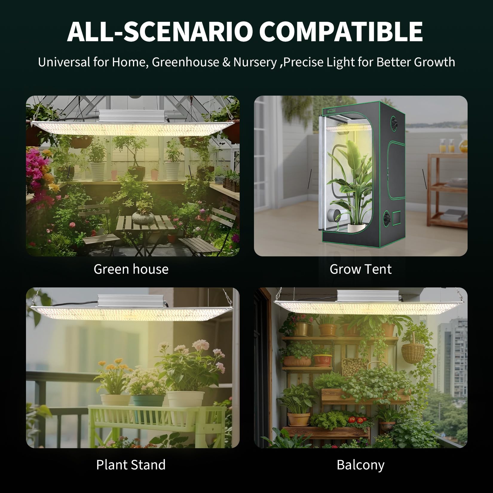 IDEALHOUSE Lampe LED intelligente à intensité variable pour plantes, spectre complet 600 W, PPFD, blanc + rouge + infrarouge, pour culture/croissance/floraison, tente de culture intérieure, serre