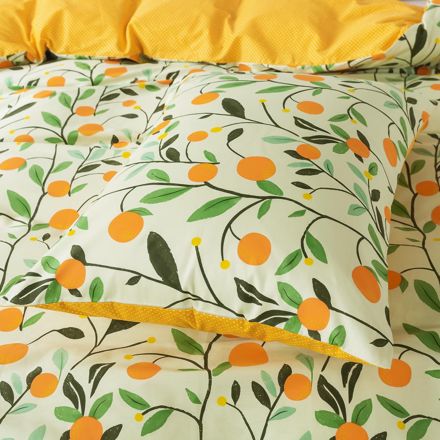 HoneiLife Floral Duvet Cover King - 100% Cotton Comforter Cover, Botanical Bedding Duvet Cover Sets with Zipper Closure & Corner Ties, 3-PC Wildflower Comforter Cover Sets, Fruit - Image 6