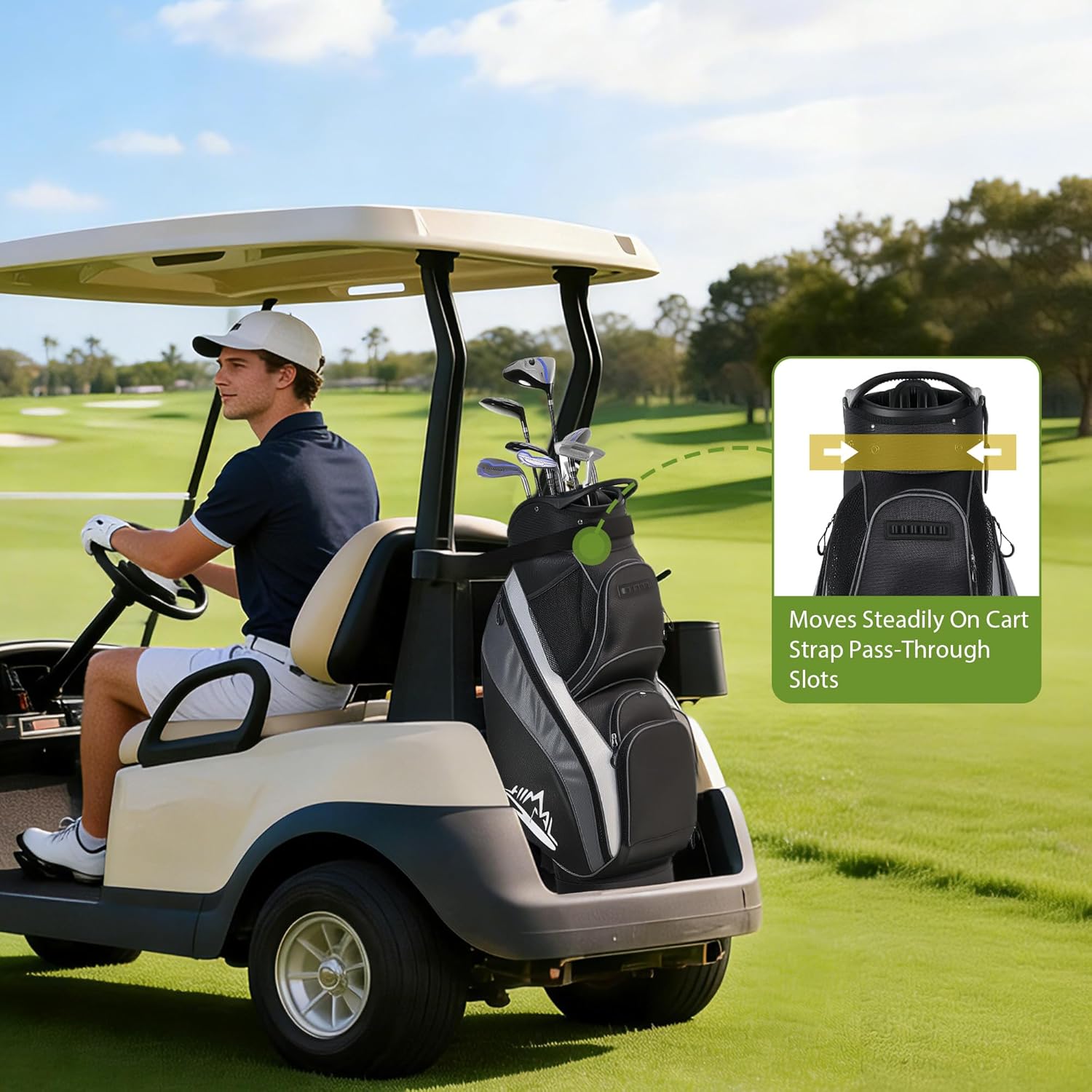 uniHimal 14 Way Golf Cart Bag with Organizer Divider Top,Premium Lightweight Silent Golf Club Bag for Men Women,Golf Bag with Cooler and Rain Cover