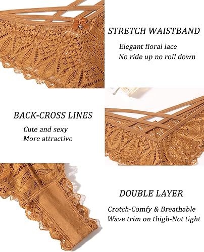 Miniatura 2 de Avidlove Ropa interior de encaje para mujer, braguitas cruzadas en la espalda, tangas sexis