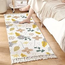 Hand Woven 100% Natural Cotton Export Quality Designer Rug, Bed Side Runner for Bedroom, Passage,Living Room, Size- 22 x 60 Inches,Pack of 1 (Printed 16)