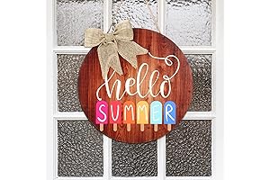 Hello Summer Hanging Sign - Crafted Welcome Sign for Summer Vibes and Front Door Decor