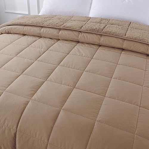 Miniatura 4 de feather & loom Manta reversible de plumón alternativo, microfibra que se invierte en una felpa acogedora, relleno alternativo de plumón