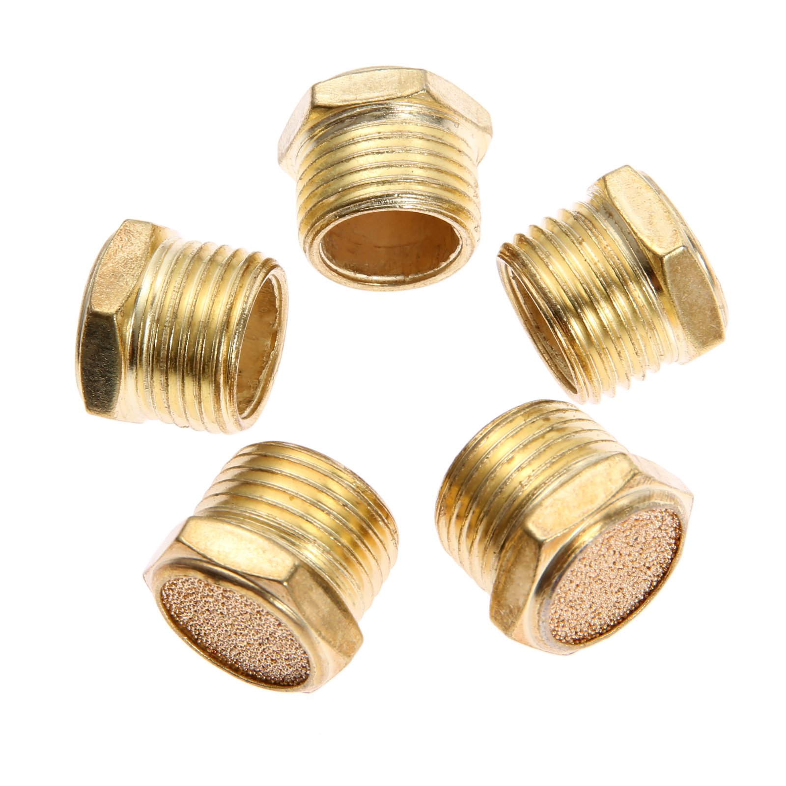 5PCS 1/2" Brass Air Pneumatic Muffler,Sintered Bronze Exhaust Silencer — Amazon image 2