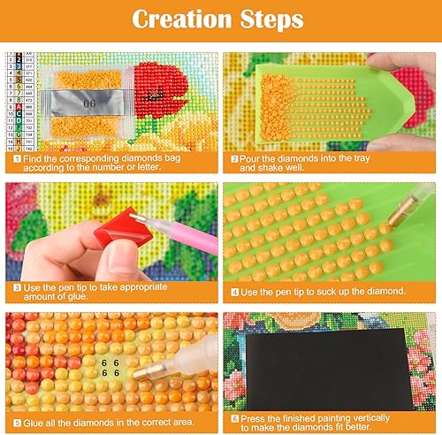 Miniatura 6 de MXJSUA Kit de pintura de diamantes de gnomos 5D para Halloween, para adultos, calabazas y diamantes, pintura artística con diamantes de imitación de