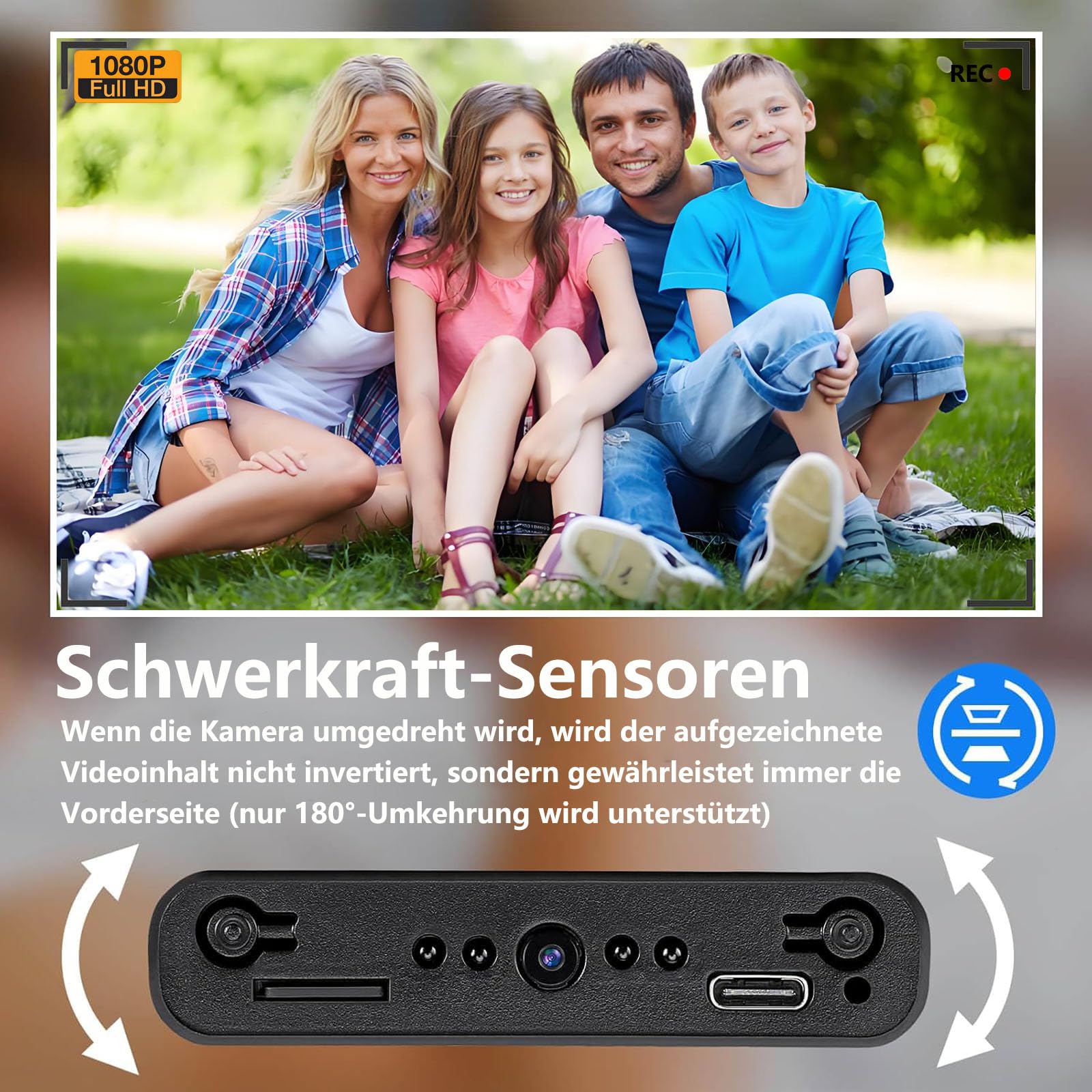 Mini-Kamera, tragbare Kamera, HD 1080P-Indoor-/Outdoor-Überwachungskamera, 55 Stunden Aufnahmezeit, Bewegungsdetektion, geeignet für Sicherheitsüberwachung von Haushalt und Büro, ohne WLAN