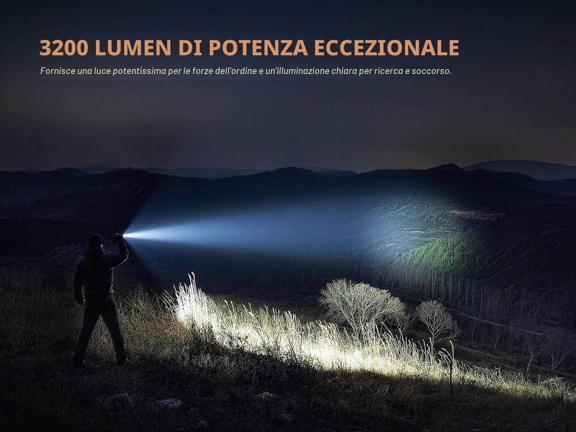 Fenix TK15R - Torcia ricaricabile di sicurezza/esterna con controllo della luce adattivo Iris-X, 3200 lumen, 490 m, 68 ore massime, controllo della luce con regolazione automatica, selettore funzione