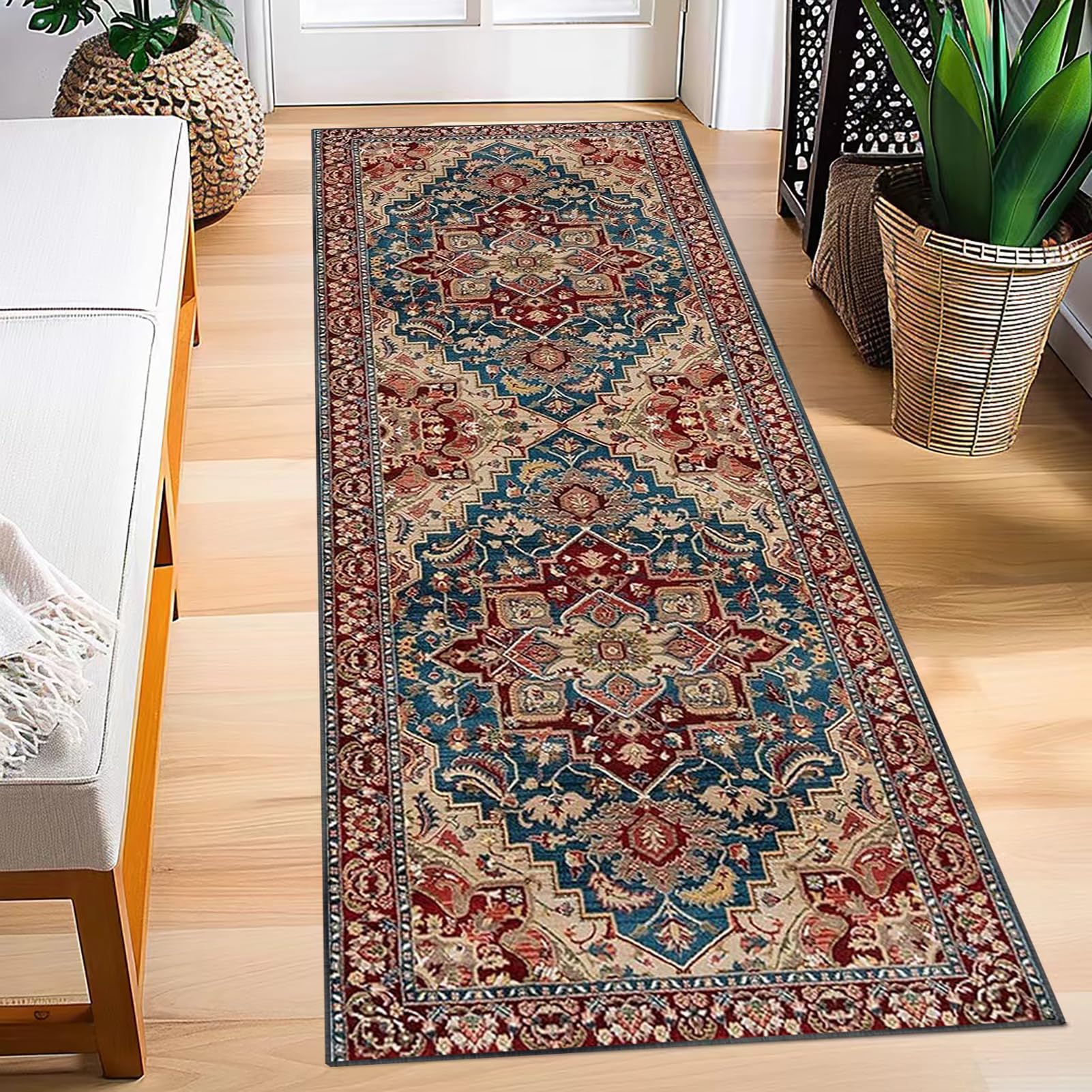 Teppich Läufer für Küche, Flur & Wohnraum 70 x 200 cm Rutschfest Waschbar Küchenteppich Flurteppich Läufer Lang Fußmatte Flur Runner Teppiche kurzflor Korridor Teppich Teppichläufer für Entryway