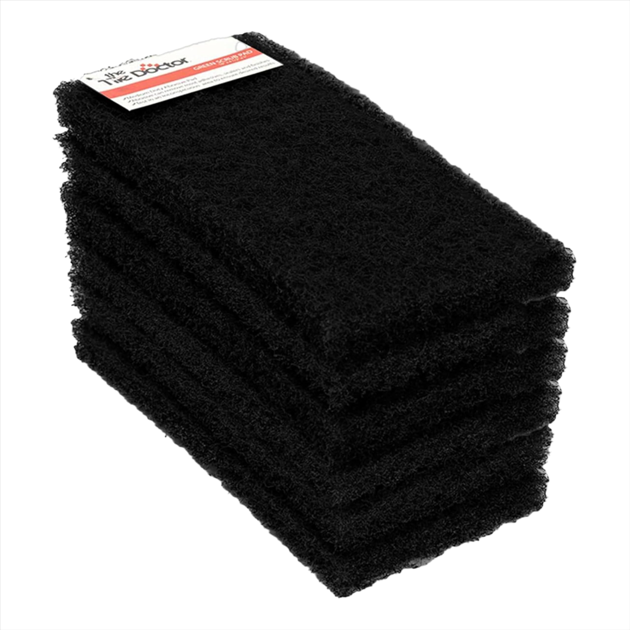 The Scrub Dr. by The Tile Doctor Extra Heavy Duty Black Scrub Pads (6 Pack) Large Scrubbing Sponges and Pads. Clean Bathrooms, Kitchens, Counters and Floors to Erase Grime