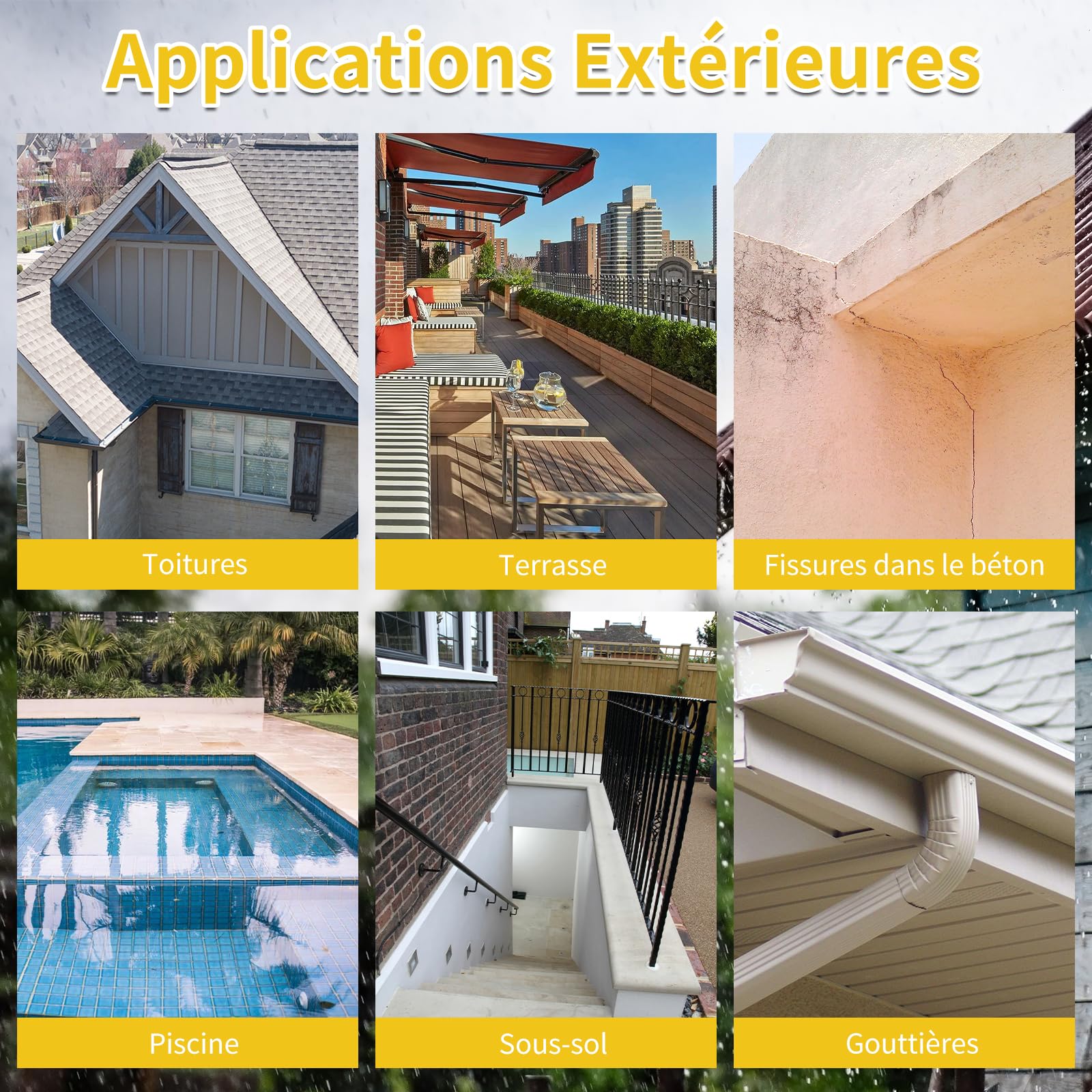 1KG Agent Imperméable Invisible,Membrane d'Étanchéité Waterstop,Joint Etancheite pour l'intérieur et l'extérieur,Waterproof Coating Transparent pour Terrasse,Facade,Toiture et Bain