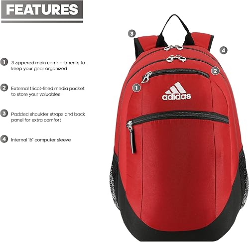 Miniatura 2 de Equipo de mochila Adidas Unisex Striker II Rojo talla única Black/White, Team Collegiate Purple/Black/White, Team Dark Green/Black/White, Team
