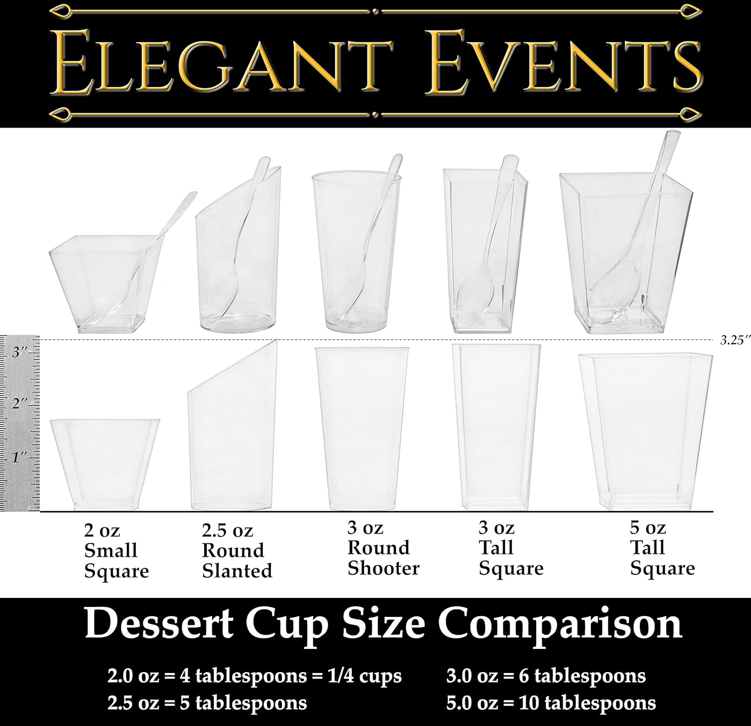Black Friday Sale 2022 3 oz x 100 ct Dessert Cups with Spoons | Disposable Round Plastic Dessert Shooter Cups, Appetizer Bowls, Shot Glasses, Catering Supplies | by ImpiriLux
