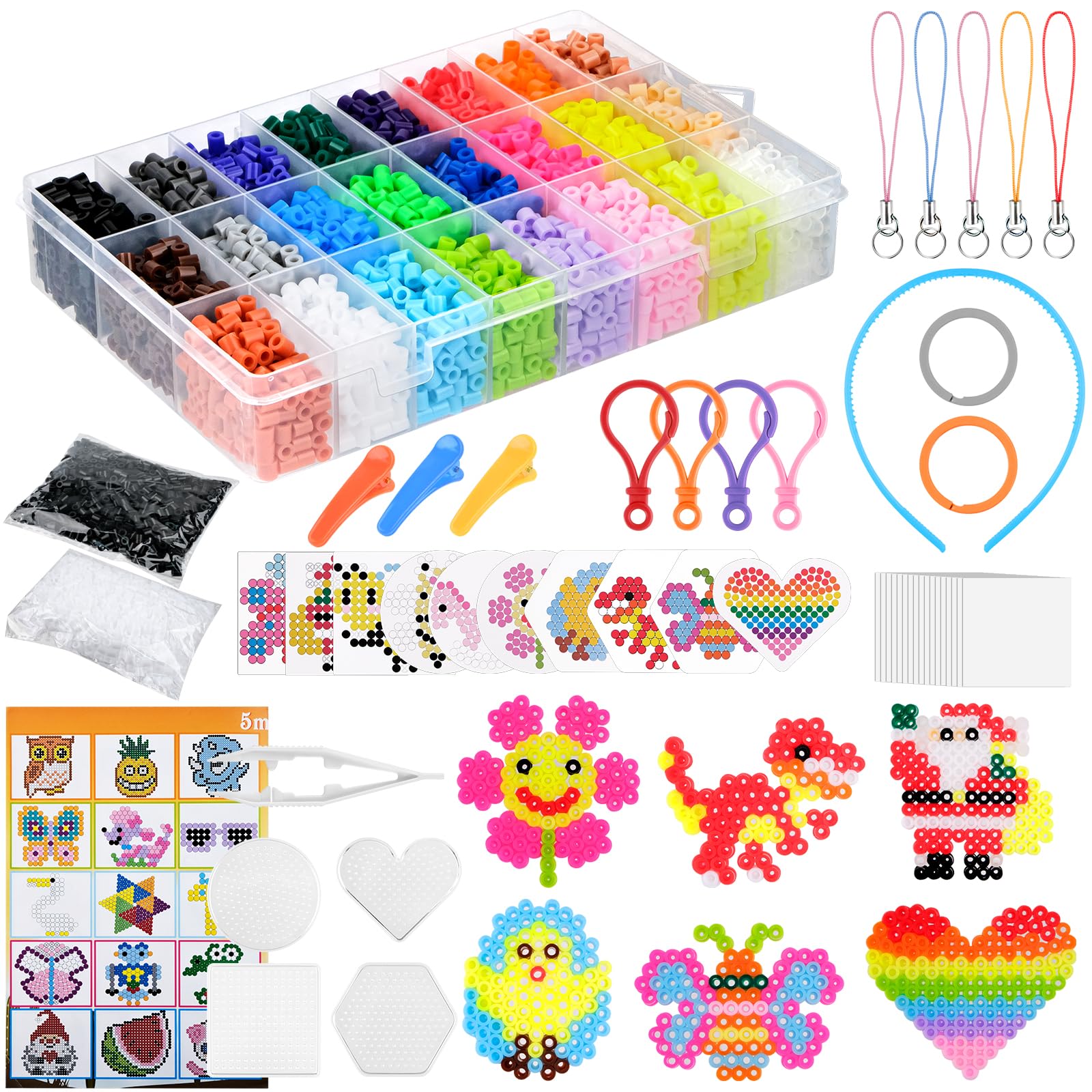 AUAUY Perline da Stirare, 1100Pz 10mm Perline a Fusione Set in 10 Colori Misti, Bambini DIY Perline Artigianali, Set Gioco Creativo Natalizio, Regalo di Compleanno per Ragazzi e Ragazze