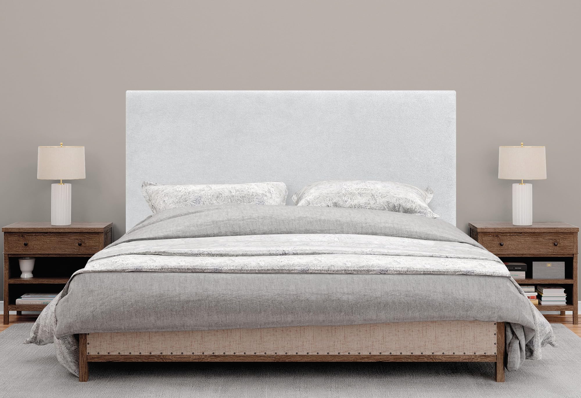DHOME Testiera Imbottita Liscia in Tessuto Aqualine Altezza 70CM Spessore 4cm e 8cm per Parete Acustica Testiere Fonoassorbenti Letto Camera da Letto (Tessuto Bianco, 160cm, Spessore 4cm)