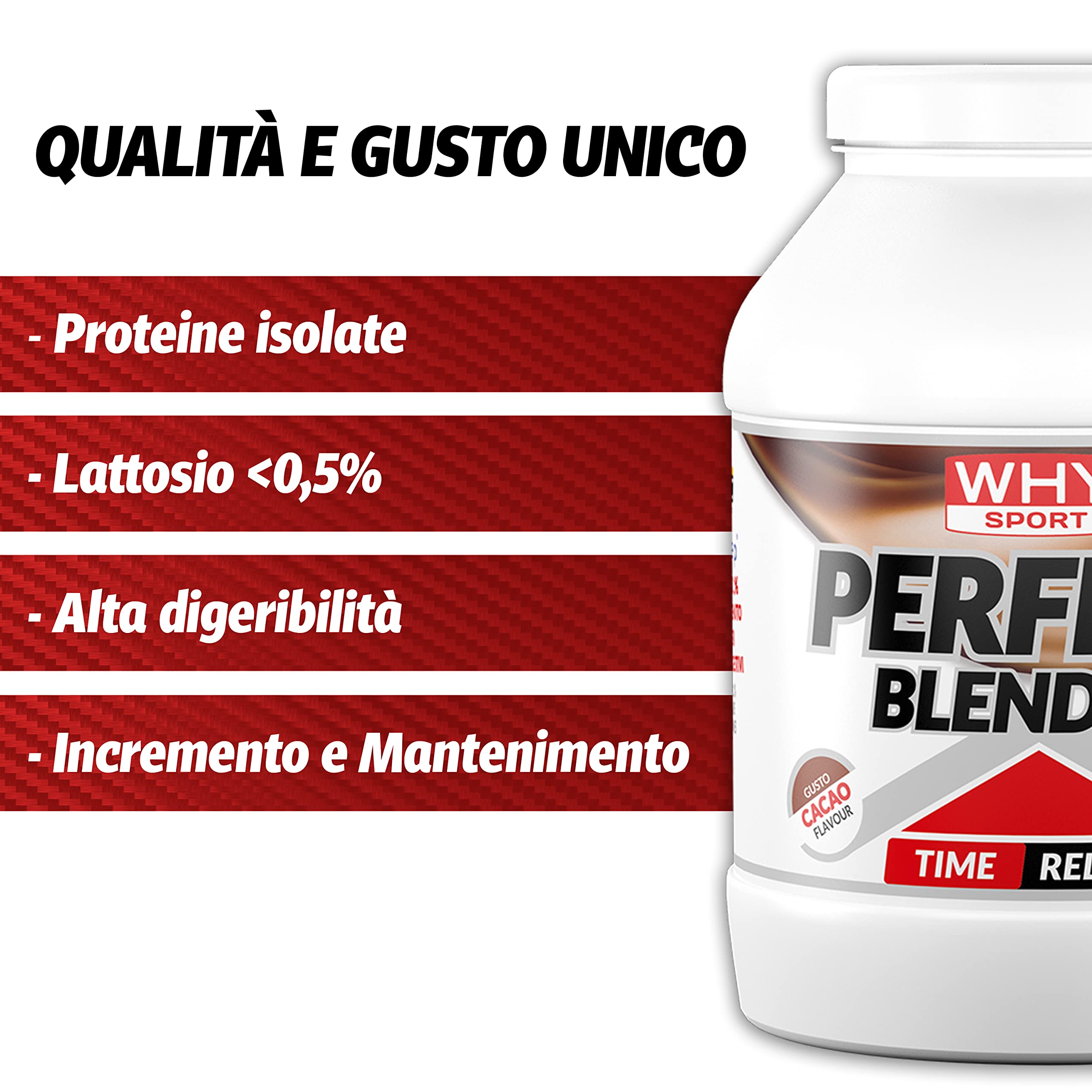 WHY SPORT PERFECT BLEND 90 - Proteine Isolate - Proteine in Polvere con Aminoacidi Essenziali per la Massa Muscolare - Gusto Cacao - 750 gr